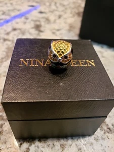 NinaQueen Charm -Wise as Owls- 925 Sterling Silver Gold Plated Animal Lovers - Picture 1 of 3