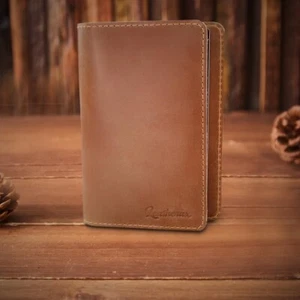 Leatherax Field Notes Wallet – Refillable Leather Journal Cover with Card - Picture 1 of 9