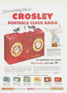 1953 Crosley CLOCK RADIO vintage PRINT AD dial music entertainment portable am - Picture 1 of 1