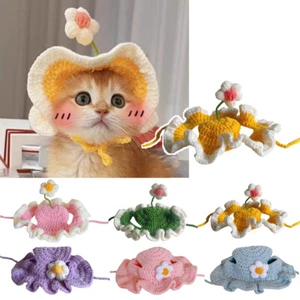 Pet Headgear Props Cats Dogs Knitted Hat Headwear Puppy Kitten Elastic Woven Cap - Picture 1 of 18