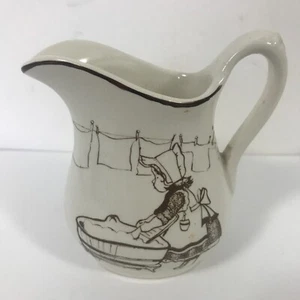 Royal Crownford Ironstone White Creamer with Brown Design 4.5" Tall England - Picture 1 of 5