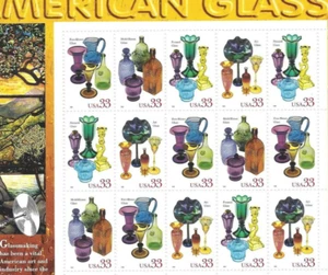 #3325-28 33 Cent American Glass Full Mint Sheet of 15 Stamps MNH OG - Picture 1 of 1