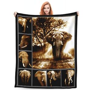 Elephant Blanket Super Soft and Warm Flannel Throw Blankets for Couch Sofa El...
