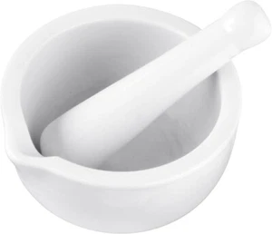Fackelmann Pestle & Mortar 11cm Stone Bowl & Grinder 12x11.5x6.5cm, White - Picture 1 of 1