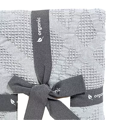 2 New WEST ELM Pillow Cover Shams EURO Waffle GEO Modern Gray 26" SQUARE Organic - Image 1 of 4