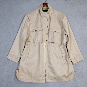 Banana Republic Jacket Women's XL Beige Full Zip Snap Button Mid-Length Preppy - Picture 1 of 16
