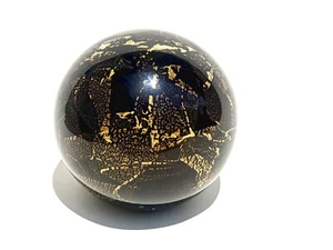 Vtg Signed Wildfire Handmade Gold Foil Hurricane Studio Art Glass Paperweight - Picture 1 of 18