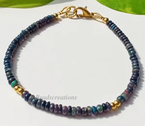 Bracciale Bole Oro Opale Nero Bracciale Argento Sterling 925 Regalo Per Lei  - Foto 1 di 10