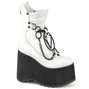 BLACK or WHITE 4.5" HEEL CALF-HI BOOT-QUILT,CHAIN,STUD,RINGS 5 6 7 8 9 10 11 12 - Picture 1 of 2