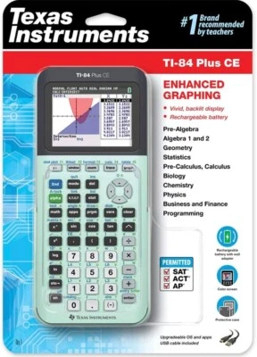 Texas Instruments Ti-84 Plus CE Graphing Calculator Mint Green Brand New Python - Image 1 of 3