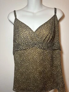 Vintage Babydoll Leopard Cami Large Chiffon Lined Adjustable Straps Coquette - Picture 1 of 8