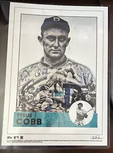 Tyrus Cobb Tigers Black Artist Signature Topps Wall Art (10x14) di Lauren Taylor - Foto 1 di 4