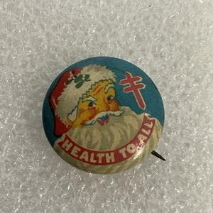 Health To All Double Bar Cross Santa National Tuberculosis Assn 1/2” Button Pin - Picture 1 of 11