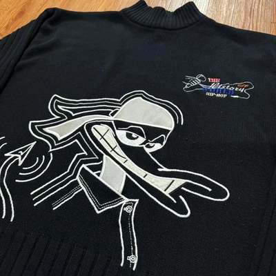 Vintage Fox Hip Hop Men's Sweater Y2K Rap History of Hip Hop Black Size 2XL - Image 1 of 4