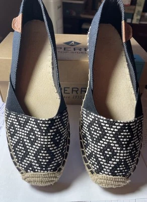 ALPARGATAS SPERRY TOPSIDER KATAMA GEOMÉTRICAS TRIBALES NEGRAS BLANCAS ESTAMPADAS TALLA 6M Foto 1 de 4