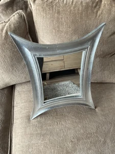 Vintage schwerer silberner abstrakter Spiegel freistehend oder an der Wand 18 x 14 Zoll - Bild 1 von 20