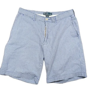Vtg Polo Ralph Lauren Shorts 11" Mens 35 Prospect Blue White Gingham Classic - Picture 1 of 7