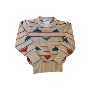 Vintage 80s Just 4 Kids Baby Sweater Sz S Made in Romania Geometric Triangle - Picture 1 of 5
