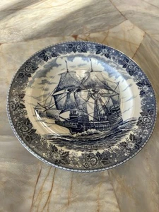Old English Staffordshire Jon Roth England “Mayflower” Blue Plate 6.5” - Picture 1 of 4