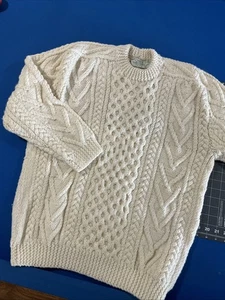 Suéter de Colección Quill’s Woolen Market para Mujer L/XL Off-White Cable Tejido a Mano Irlanda - Imagen 1 de 10