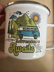 Volkswagen Van Bus Adventure Awaits Tin Coffee Cup - Picture 1 of 6