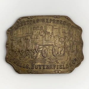 Messing Gürtelschnalle Pony Express "Americas Express Co" Gold Finish 6,6 oz. 2" Gürtel - Bild 1 von 2