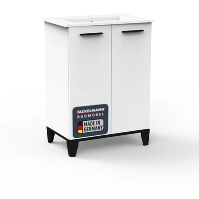 Fackelmann TE-A Badmöbel 2-tlg Set weiß matt 60cm Möbel Made in Germany - Bild 1 von 4