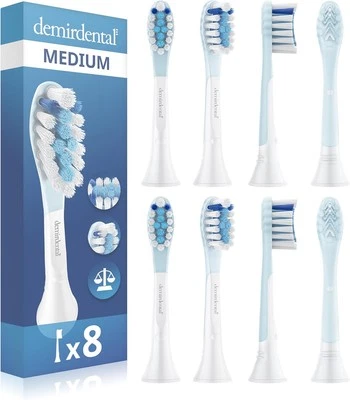 DEMIRDENTAL GMBH 8er demirdental Maxi Medium Ersatzbürsten für Philips Sonicare C3 Premium | Weiß