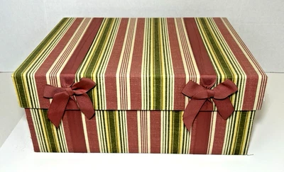 Decorative Storage Box with Lid with Bows Striped Multicolor Cardboard - Image 1 of 4