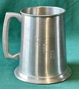 Vtg Glass Bottom Pewter Mug Tankard Stein Eales Sheffield English Monogram R E B - Picture 1 of 12