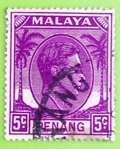 Malaya 1949 Penang King George VI 5c - 1v Used #5 - Picture 1 of 2