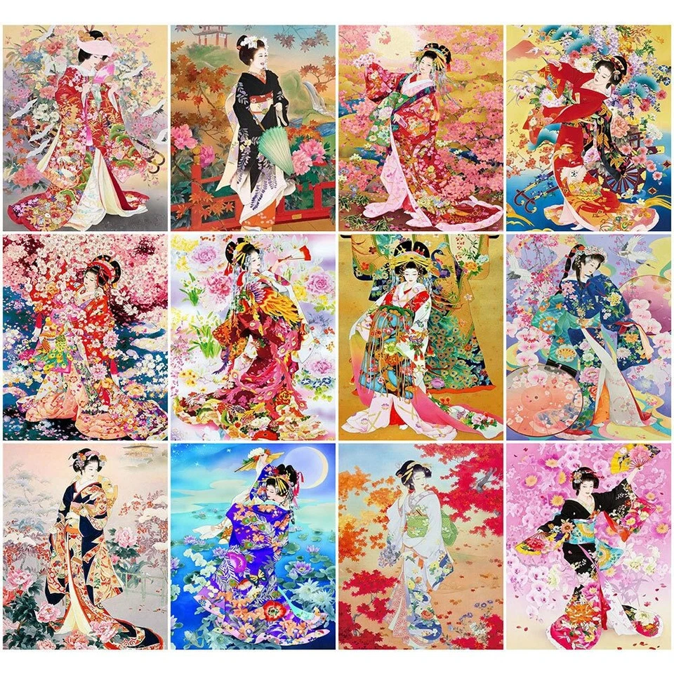 Paint by Number Kits Japanese Girls Geisha Oriental Paint for Adults 16 x 20in