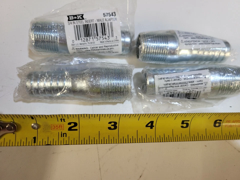 (Pack of 4) B&K Precision 3/4" Galvanized Steel Insert - Male Adapters 57543 New - Image 1 of 2