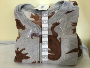 New Carter's Kid Boys 1-Pc Gray Dinosaur Fleece Footie Pajamas many sizes - Picture 1 of 3