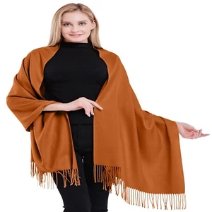 Chal de cachemira 100% naranja quemado bufanda pashmina ropa hecha a mano Nepal CJ *NUEVO* - Imagen 1 de 12