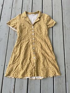 Madewell Kacie Mini Shirt Dress In Bitsy Bouquet Earthen Gold Women Size 8 Boho