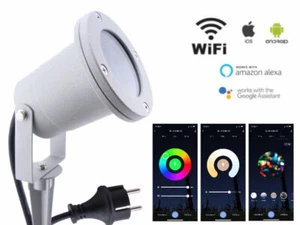 5W RGB+CCT LED Gartenstrahler Teichstrahler IP68 WiFi Alexa, Google 230V silber - Picture 1 of 7