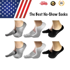 The Best No-Show Socks Casual Liners 6 pack Bamboo Cushioned Sole, Non Slip Heel - Picture 1 of 9