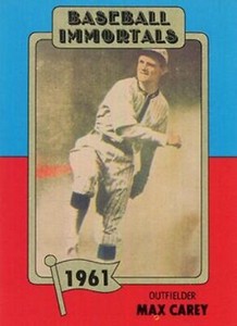 1980-87 SSPC HOF 85 Max Carey No 1st Printing or MLB Logo Pittsburgh Pirates HOF