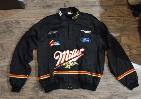Vintage Nascar Rusty Wallace Miller Penske Racing Racing Jacket Size Large Cover