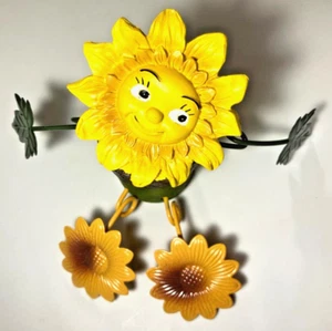 Anthropomorphic Smiling Face Sunflower in Pot Ceramic Figurine Kitsch EX Rare! - Picture 1 of 7