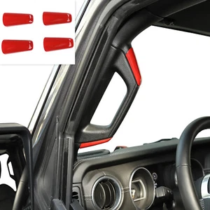 Red A/B Pillar Handle Grab Bar Cover Trim For Bezel for 2018+ Jeep Wrangler JL - Bild 1 von 9