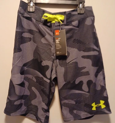 Under Armour Size 28 Young Men's Youth Chino grey camo neon green logo Shorts - Image 1 of 4