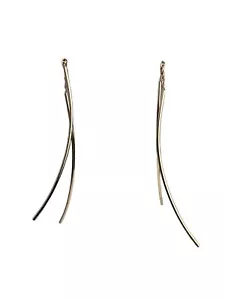 ZZ 585 14K Yellow Gold Threaded Threader Pierced Earrings - Picture 1 of 10