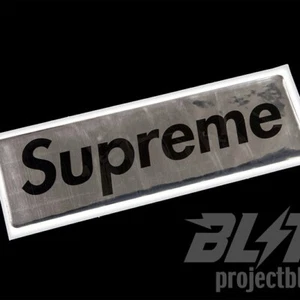 FW17 Supreme Plastic Box Logo Sticker Silver - Picture 1 of 4