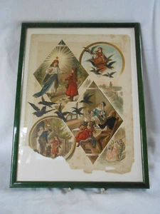 Chromolithografie aus antikem Buch Grimms Märchen die sieben Raben gerahmt - Bild 1 von 5