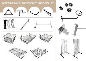 Gridwall Mesh Display Panels Chrome Accessories Hooks Basket Retail Shopfitting - Picture 1 of 200