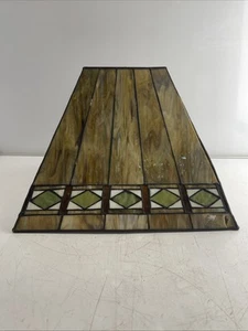 Vintage Tiffany Style Art & Craft Mission Stained Slag Glass Billiard Lamp Shade - Picture 1 of 12