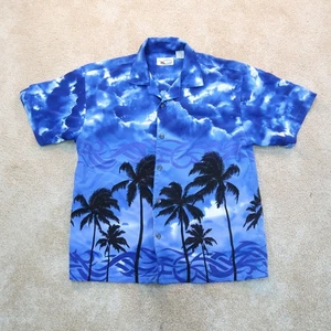 Ocean Current Hawaiian Short Sleeve Shirt Mens Large Floral Button Up Blue - Picture 1 of 9