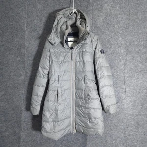 Abercrombie Fitch Jacket Womens Sz Small Gray Hooded Quilted Puffer Winter Coat - Picture 1 of 11